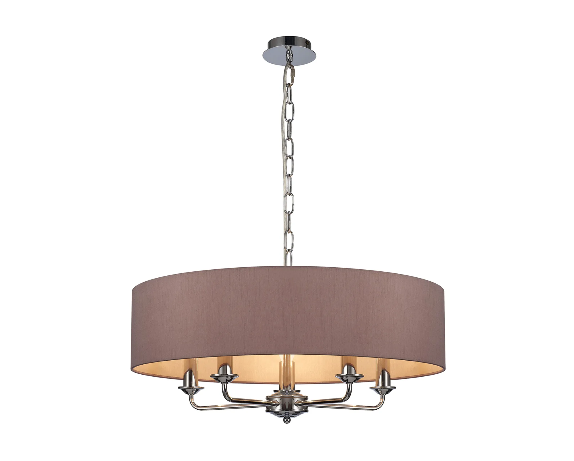 DK0017  Banyan 60cm 5 Light Pendant Polished Chrome, Taupe/Halo Gold